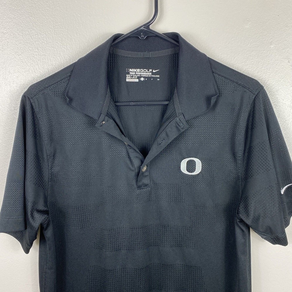 Oregon Ducks Nike Polo Shirt Adult Men’s Small Black Golf Short Sleeve Dri Fit